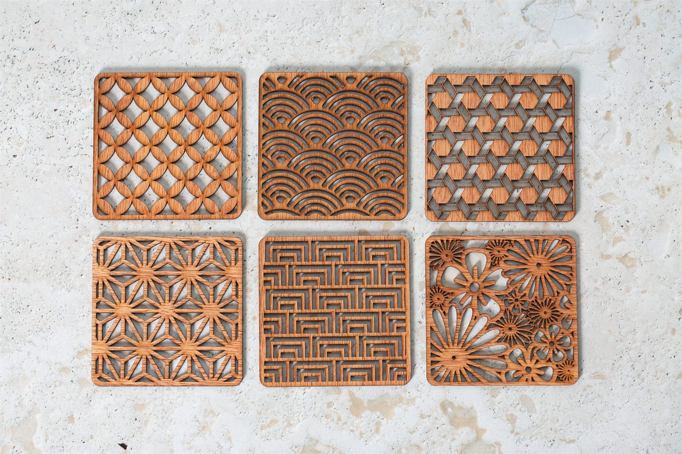 Japanese Pattern Coasters Flat